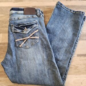 Men's Dark Wash TK Axel Slim Boot Denim Blue Jeans Size 38x32 Wear Harder